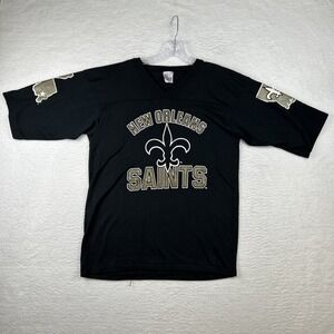 VTG Garan New Orleans Saints NFL T-Shirt Black Football Single Stitch 80's Large